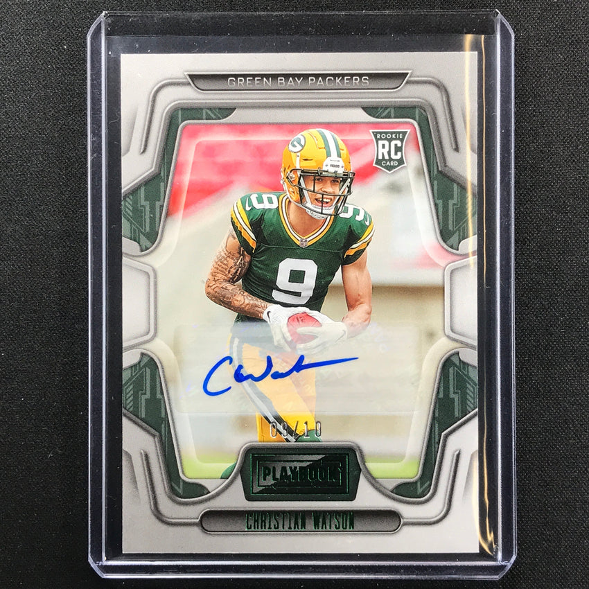 2022 Playbook Christian Watson Base Rookie Signatures Auto Green 9/10