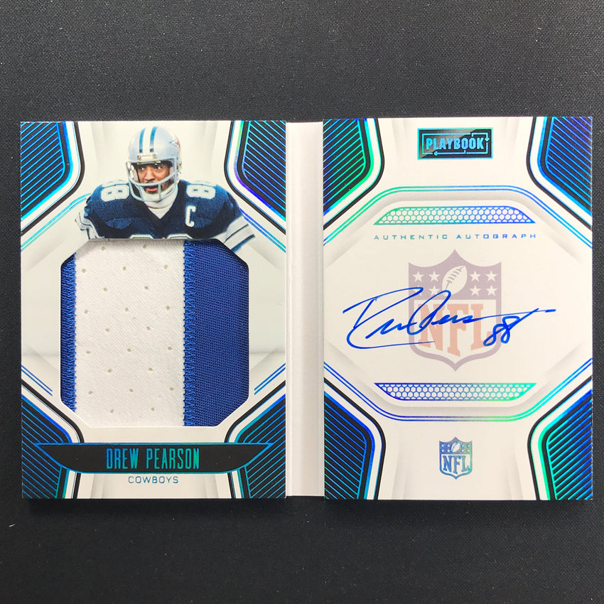 2022 Playbook Drew Pearson Playbook Jersey Patch Auto Booklet Platinum 33/49