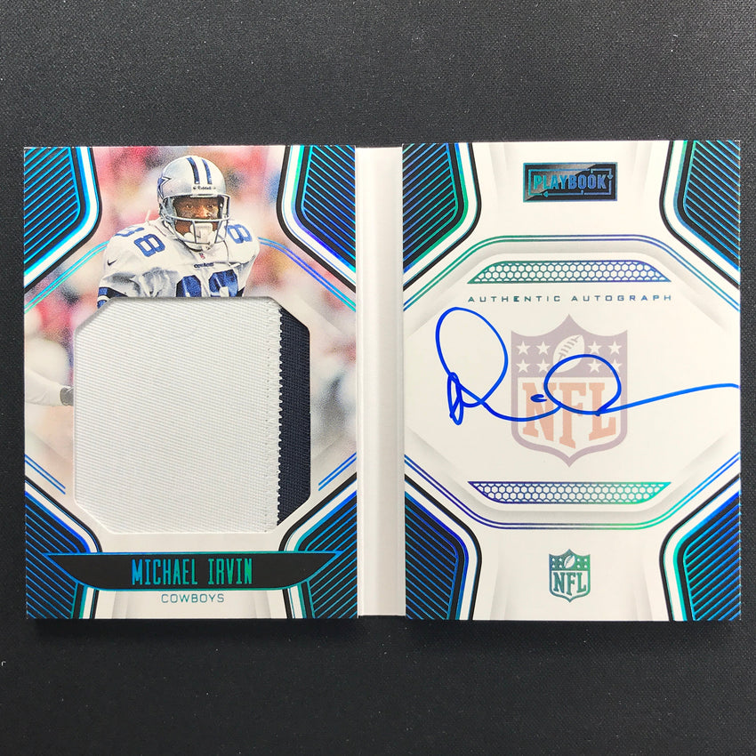 2022 Playbook Michael Irvin Playbook Jersey Patch Auto Booklet Platinum 7/25