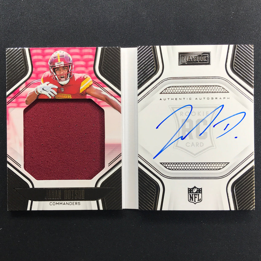 2022 Playbook Jahan Dotson Rookie Playbook Jersey Auto Booklet Silver 170/249