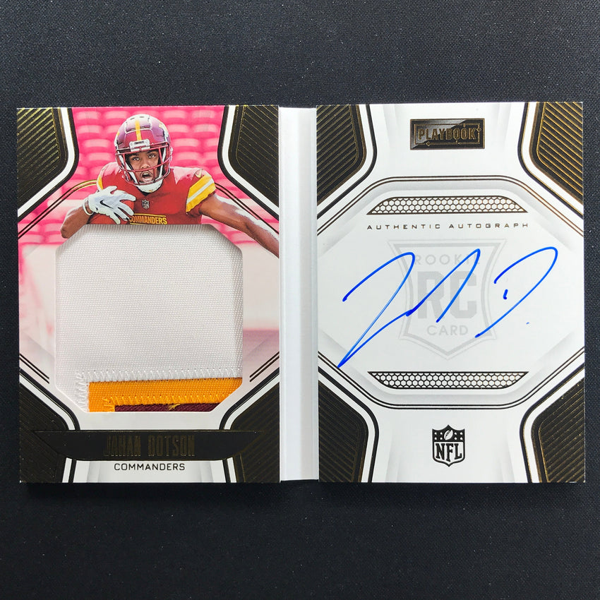 2022 Playbook Jahan Dotson Rookie Playbook Jersey Patch Auto Booklet Gold 30/99