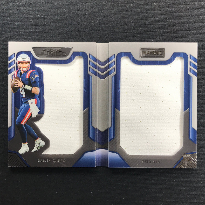 2022 Playbook Bailey Zappe Rookie Jumbo Memorabilia Jersey Booklet Silver 63/99