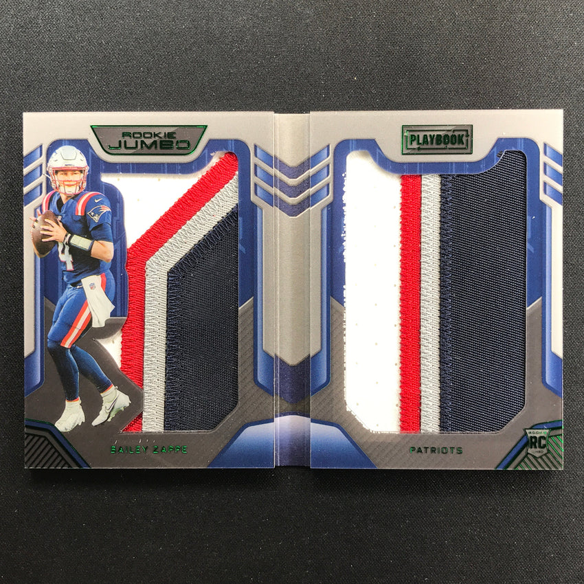 2022 Playbook Bailey Zappe Rookie Jumbo Jersey Patch Booklet Green 7/49
