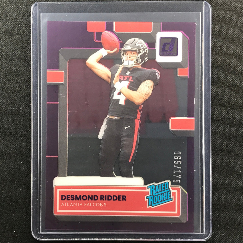 2022 Clearly Donruss Desmond Ridder Rated Rookie Purple 65/175