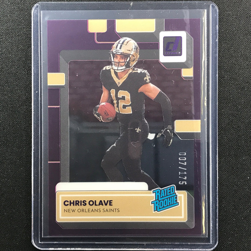 2022 Clearly Donruss Chris Olave Rated Rookie Purple 7/175