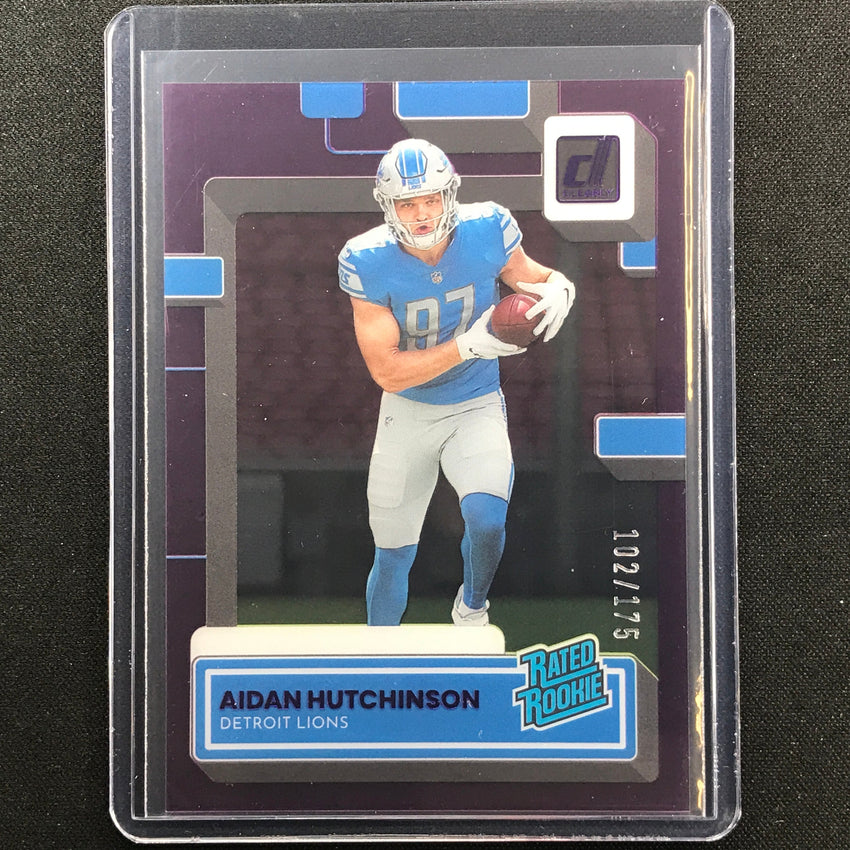 2022 Clearly Donruss Aidan Hutchinson Rated Rookie Purple 102/175