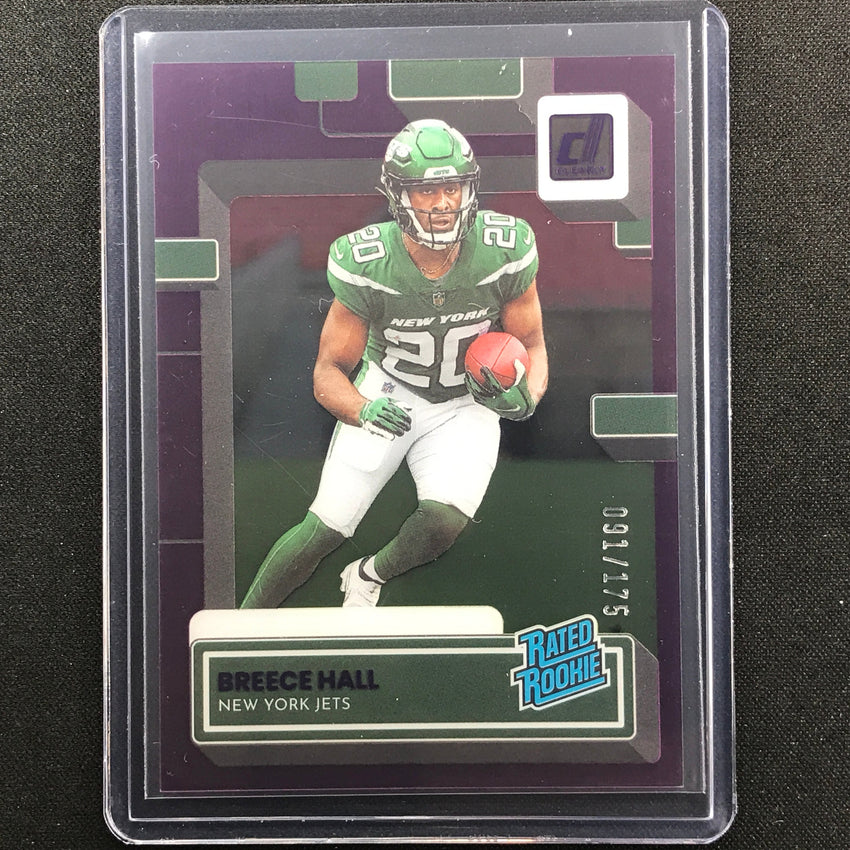 2022 Clearly Donruss Breece Hall Rated Rookie Purple 91/175