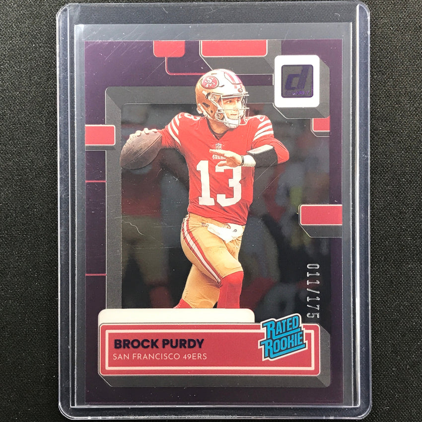 2022 Clearly Donruss Brock Purdy Rated Rookie Purple 11/175