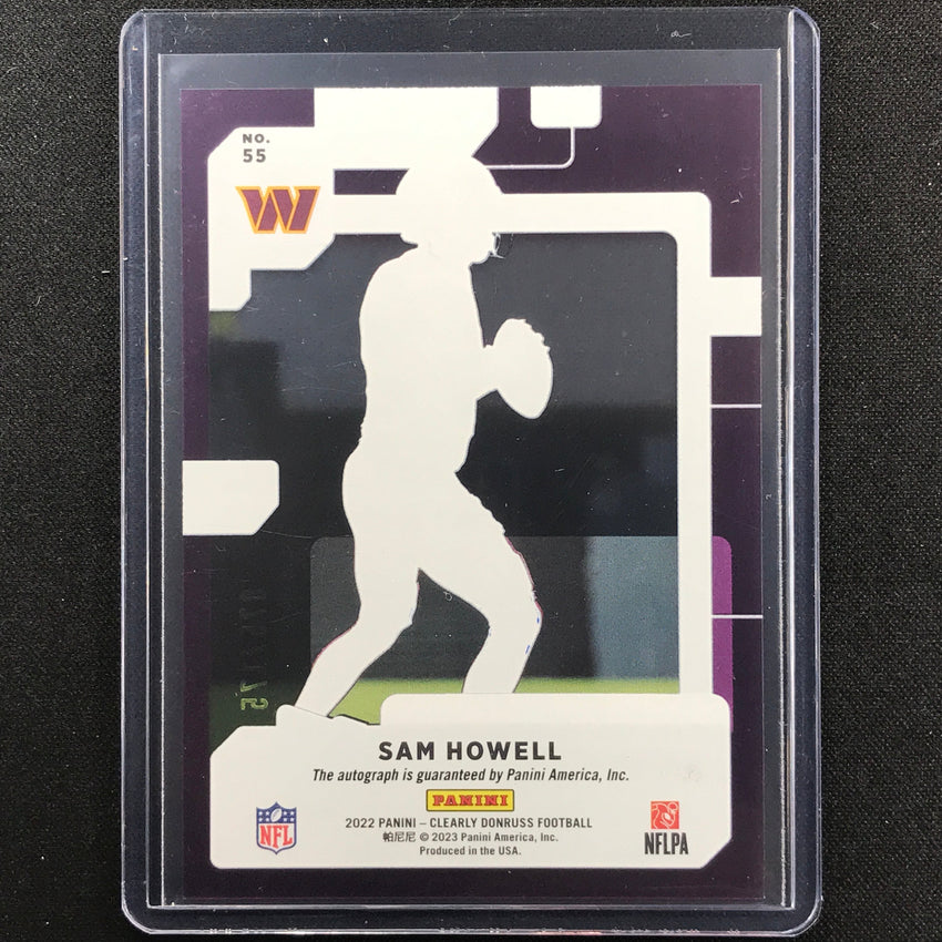 2022 Clearly Donruss Sam Howell Rated Rookie Signatures Auto Purple 75/175