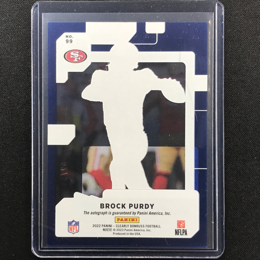 2022 Clearly Donruss Brock Purdy Rated Rookie Signatures Auto Blue 2/99