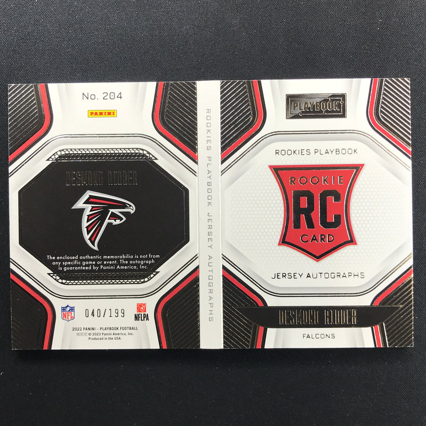 2022 Playbook Desmond Ridder Rookie Playbook Jersey Auto Booklet Silver 40/199