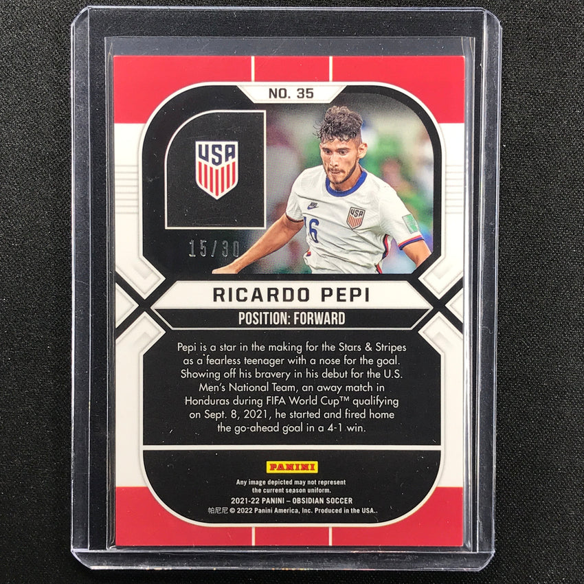 2021-22 Obsidian Ricardo Pepi Rookie Base Electric Etch Purple 15/30