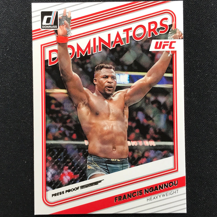 2023 Donruss Ufc Francis Ngannou Dominators Press Proof Silver No 9