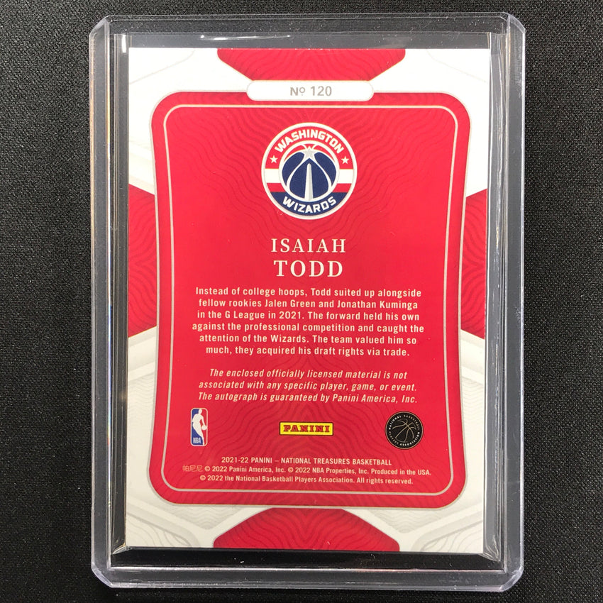 2021-22 National Treasures Isaiah Todd Rookie Patch Auto Nba 75th Red 18/75