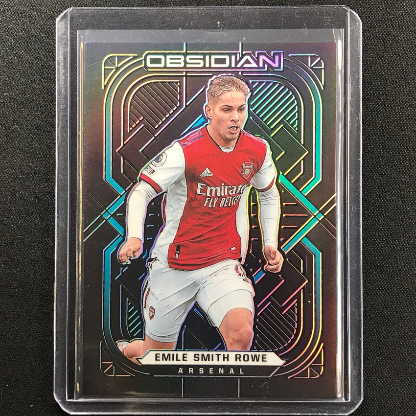 2021-22 Obsidian Emile Smith Rowe Electric Etch Neon Blue Flood 8/12
