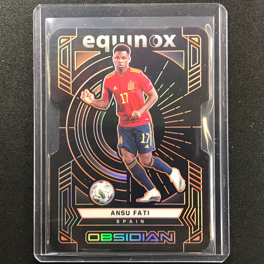 2021-22 Obsidian Ansu Fati Equinox Electric Etch Orange Die-cut 12/30