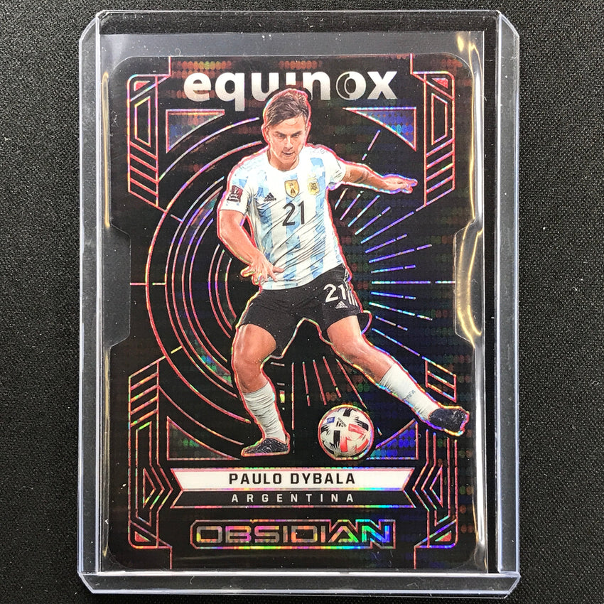 2021-22 Obsidian Paulo Dybala Equinox Electric Etch Red Pulsar Die-cut 14/26