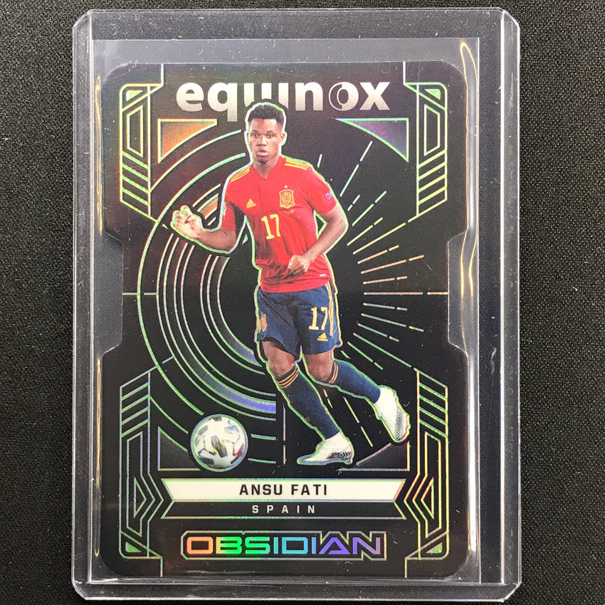 2021-22 Obsidian Ansu Fati Equinox Electric Etch Green Die-cut 4/5