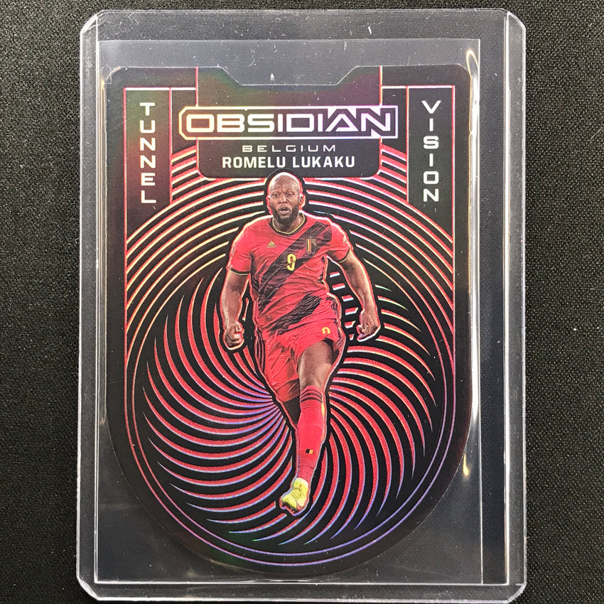 2021-22 Obsidian Romelu Lukaku Tunnel Vision Electric Etch Red Die-cut 14/20