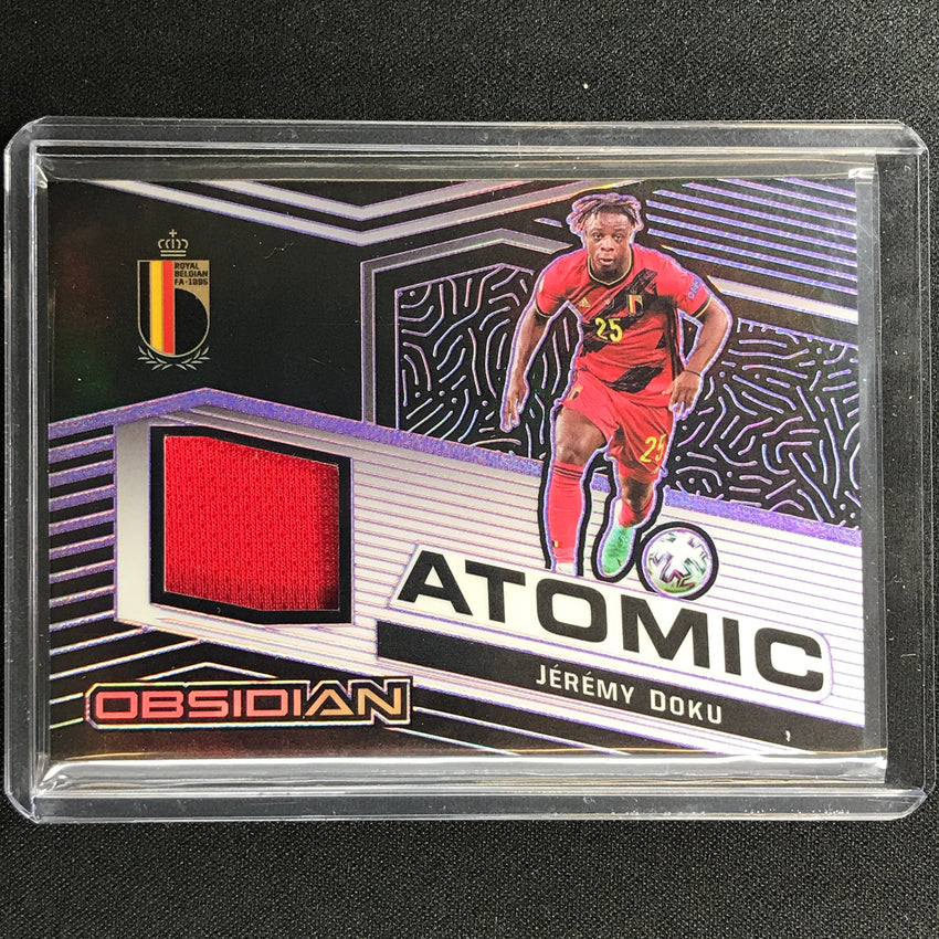 2021-22 Obsidian Jeremy Doku Atomic Material Jersey Electric Purple 69/75