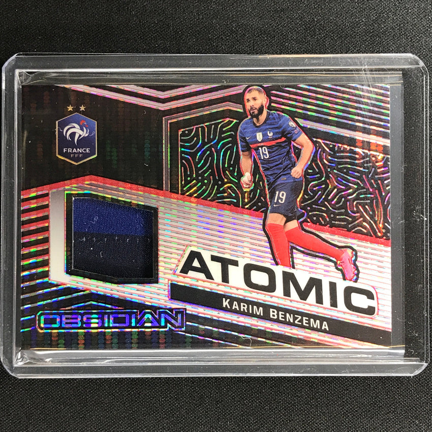 2021-22 Obsidian Karim Benzema Atomic Material Jersey Red Pulsar 25/44