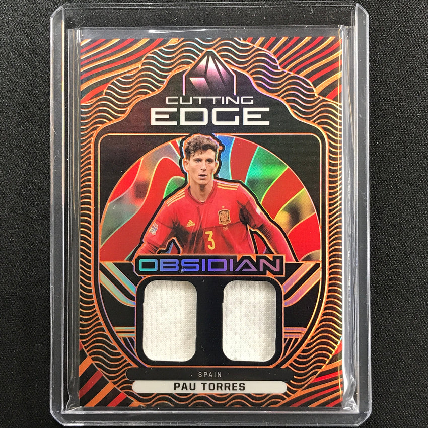 2021-22 Obsidian Pau Torres Cutting Edge Dual Jersey Electric Orange 7/50