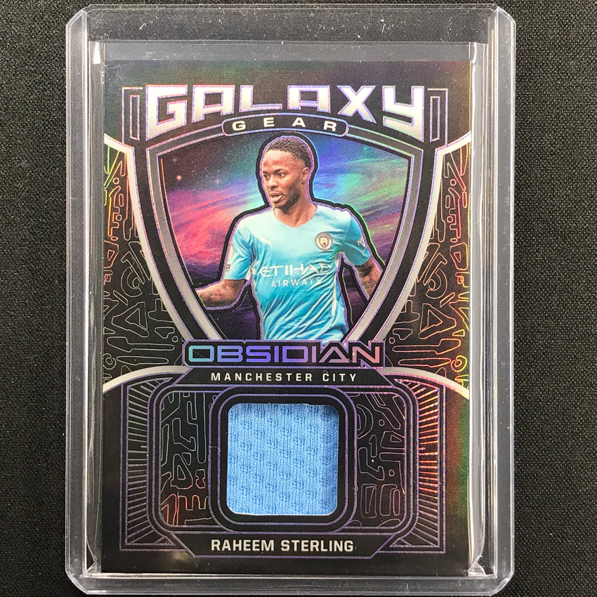 2021-22 Obsidian Raheem Sterling Galaxy Gear Jersey Electric Etch Purple 25/75