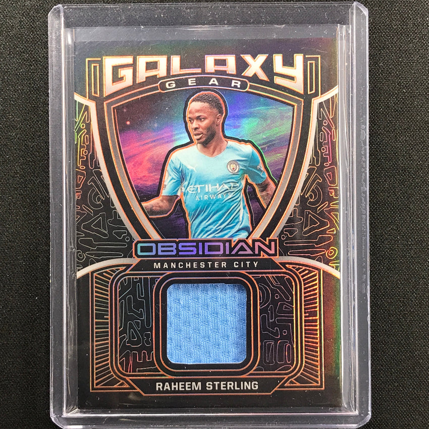2021-22 Obsidian Raheem Sterling Galaxy Gear Jersey Electric Etch Orange 41/50
