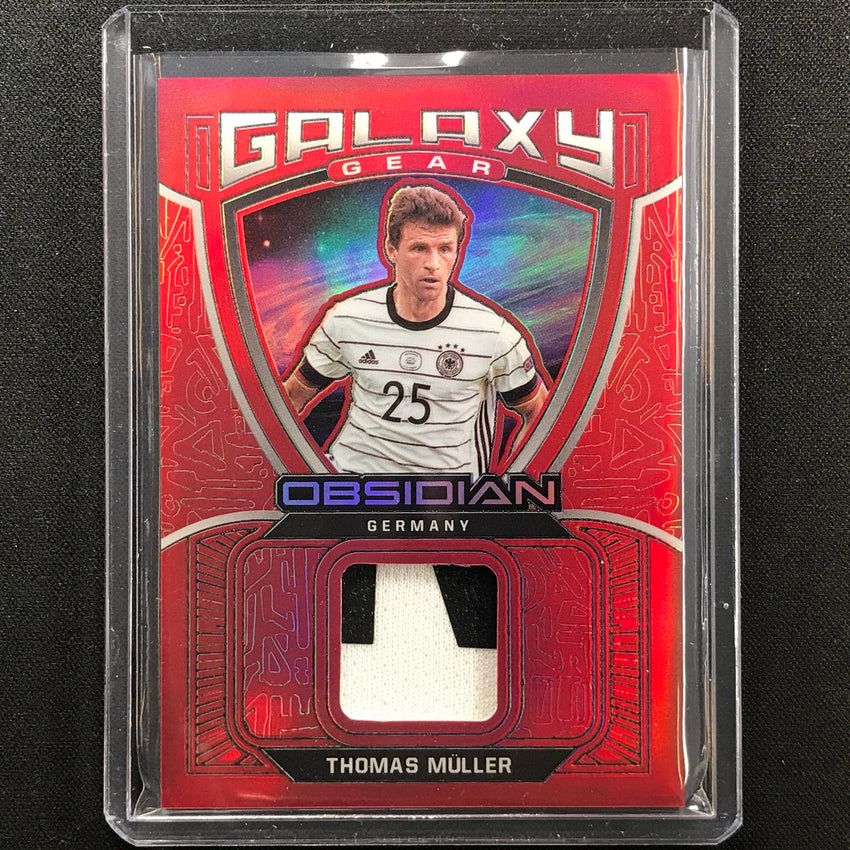 2021-22 Obsidian Thomas Muller Galaxy Gear Jersey Patch Electric Red Flood 3/8