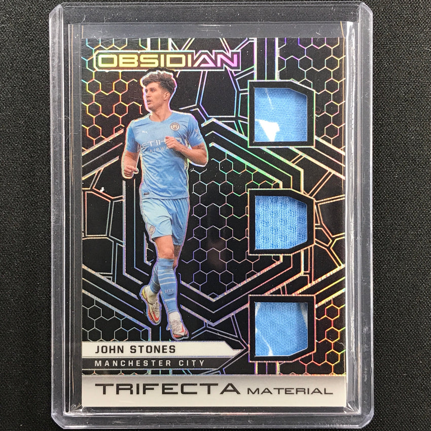 2021-22 Obsidian John Stones Trifecta Material Triple Jersey Silver 21/149