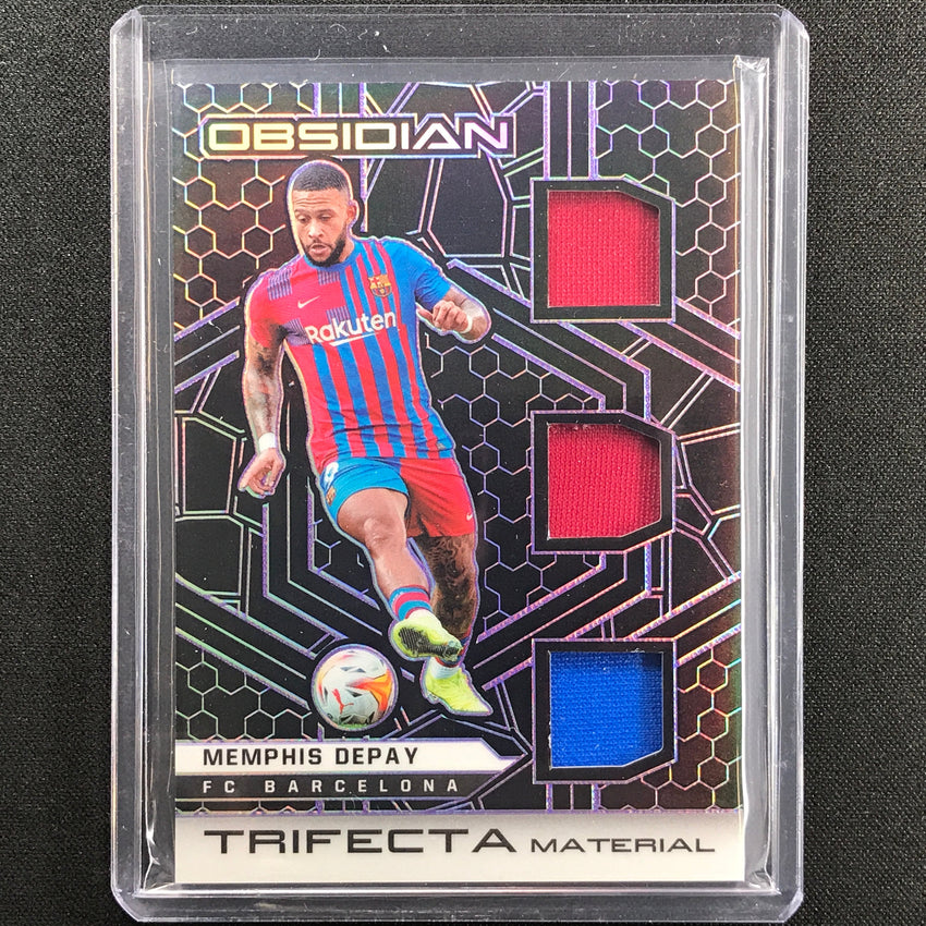 2021-22 Obsidian Memphis Depay Trifecta Material Triple Jersey Purple 69/75