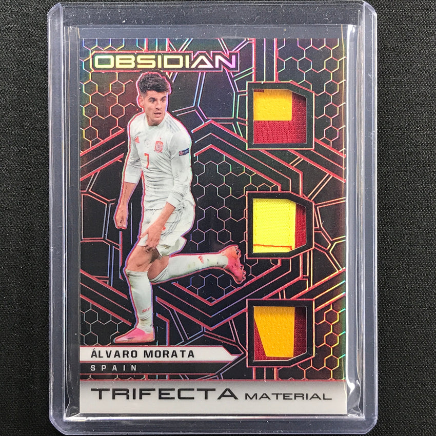 2021-22 Obsidian Alvaro Morata Trifecta Material Triple Jersey Patch Red 8/25
