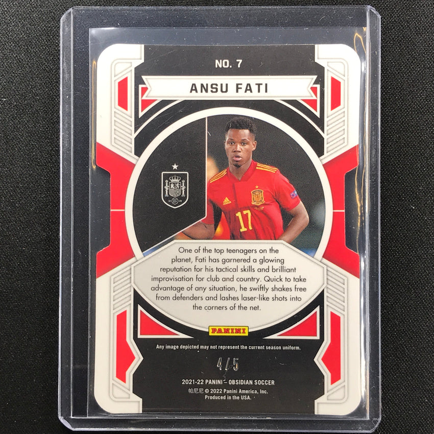2021-22 Obsidian Ansu Fati Equinox Electric Etch Green Die-cut 4/5