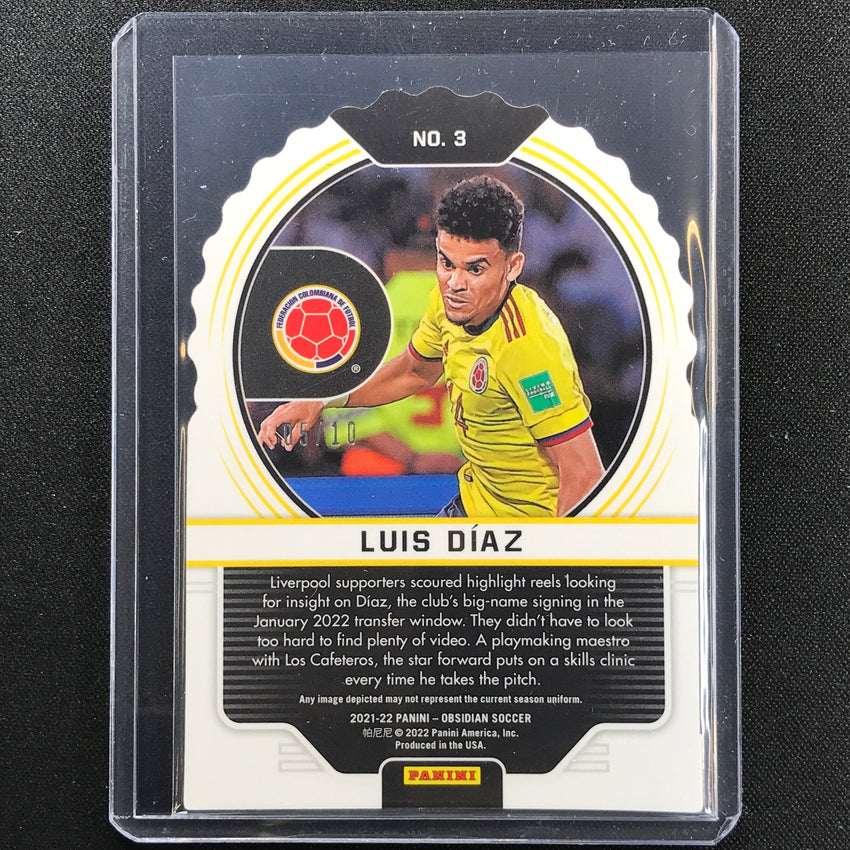 2021-22 Obsidian Luis Diaz Supernova Electric Etch Yellow Die-cut 5/10
