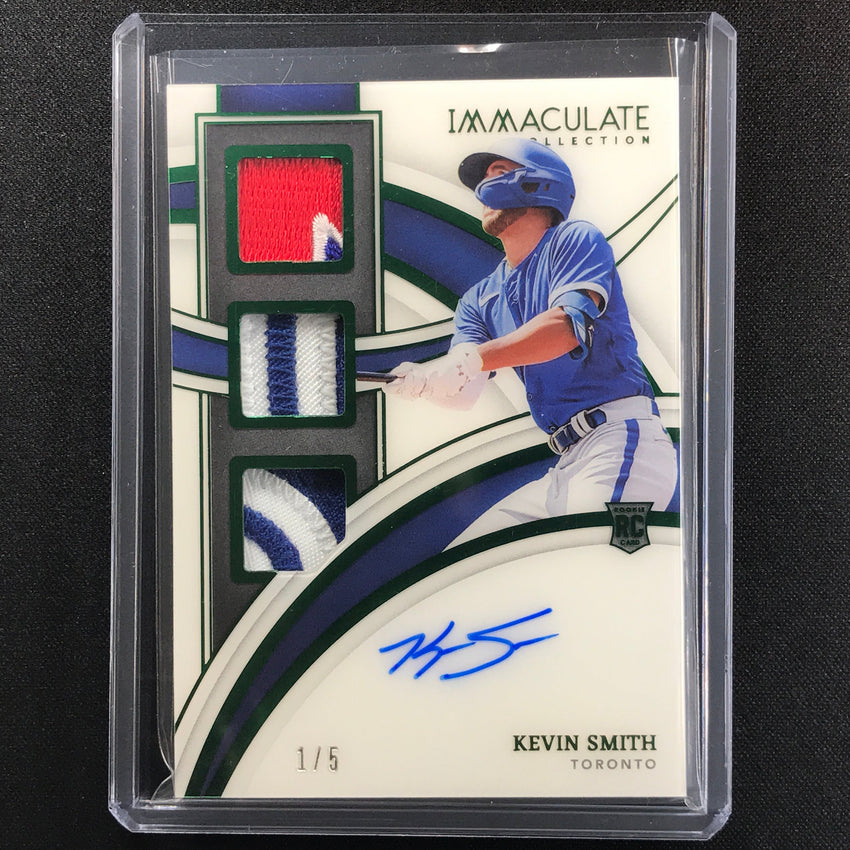 2022 Immaculate Kevin Smith Rookie Triple Memorabilia Patch Auto Green 1/5