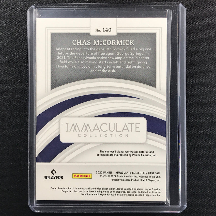 2022 Immaculate Chas Mccormick Rookie Patch Autographs Black 9/10