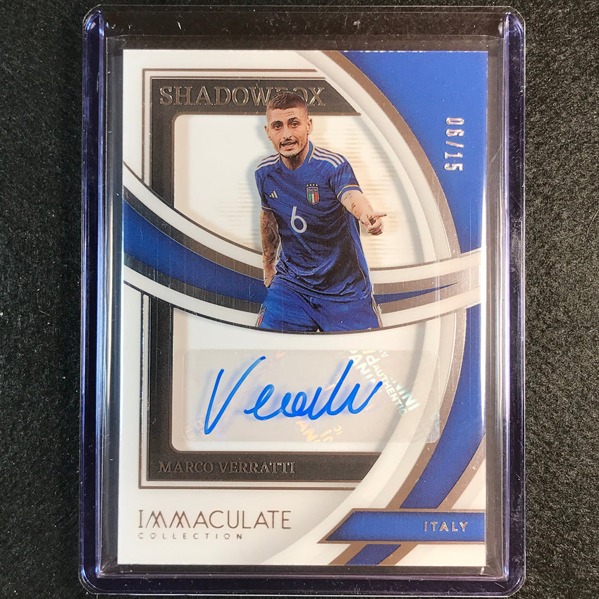 2022-23 Immaculate Marco Verratti Shadowbox Acetate Auto Silver 6/15