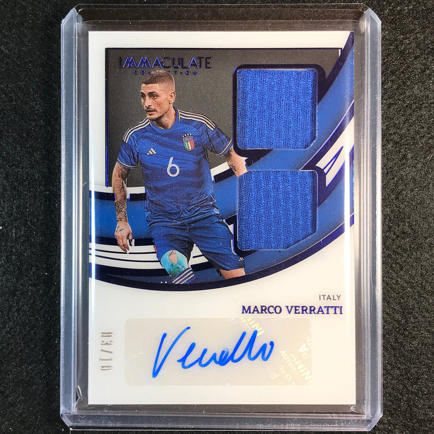 2022-23 Immaculate Marco Verratti Dual Swatch Relic Auto Sapphire 3/10