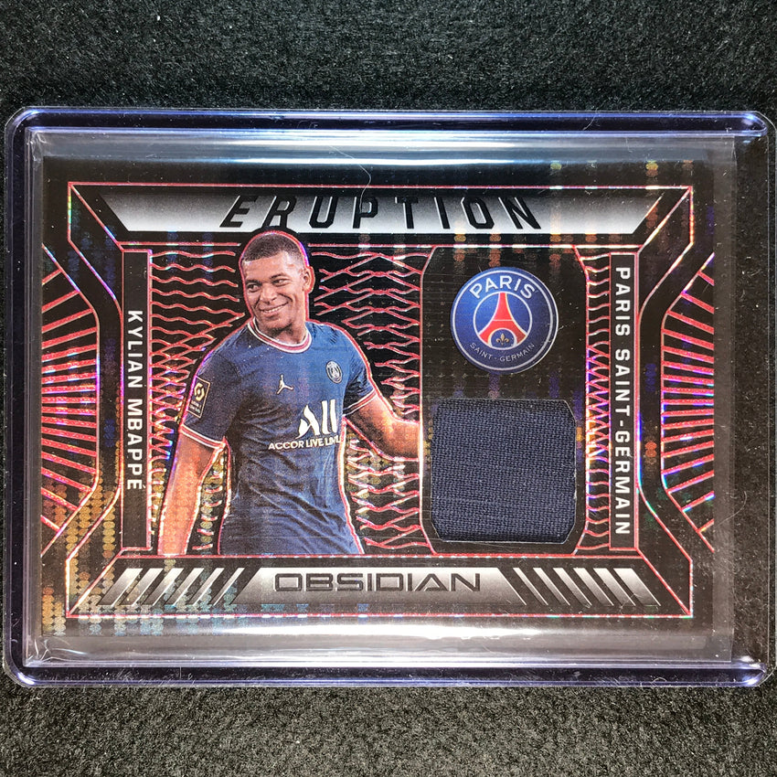 2021-22 Obsidian Kylian Mbappe Eruption Jersey Relic Electric Red Pulsar 32/44