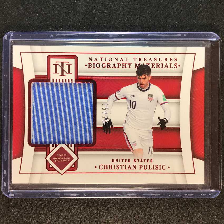 2022 National Treasures World Cup Qatar CHRISTIAN PULISIC Biography Relic 15/25