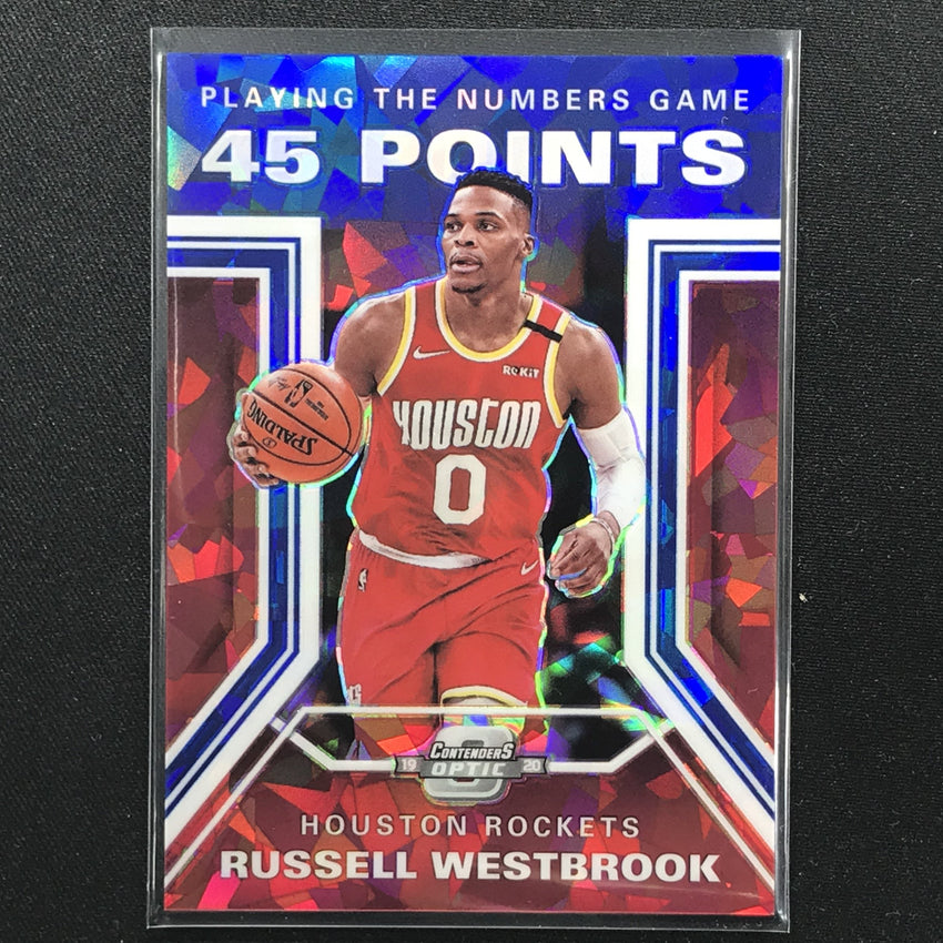 2019-20 Contenders Optic RUSSELL WESTBROOK Playing The Numbers Blue Ice #13-Cherry Collectables