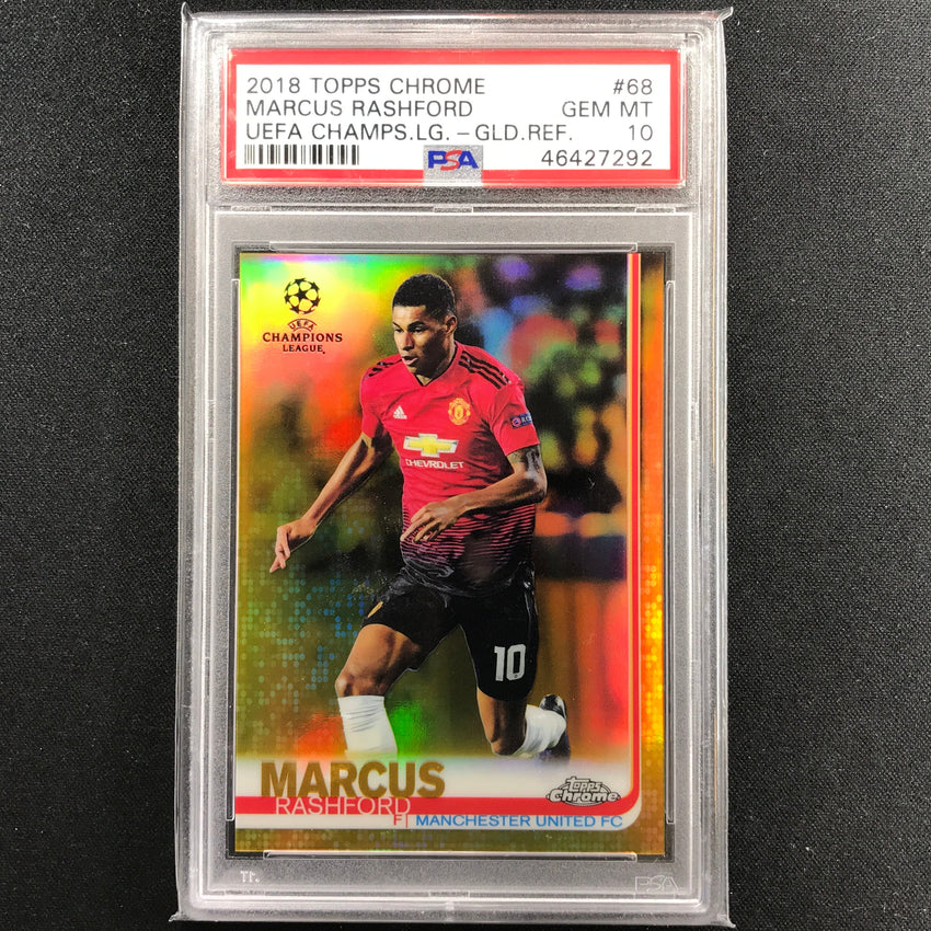 2018-19 Topps Chrome Uefa Ucl Marcus Rashford Gold Refractor 13/50 PSA 10