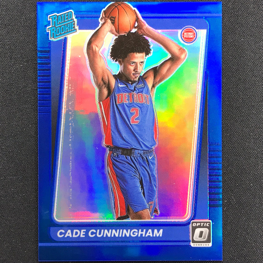2021-22 Donruss Optic Cade Cunningham Rated Rookie Blue Prizm 27/59