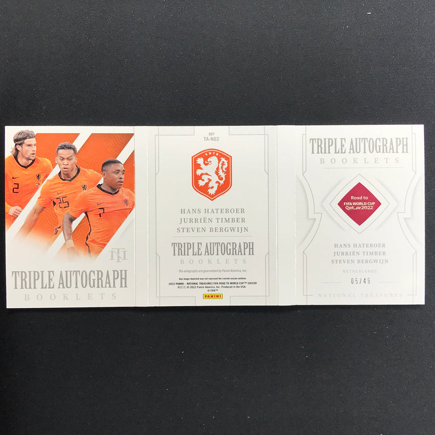 2022 National Treasures World Cup Qatar Timber Bergwijn Triple Auto Booklet 5/49
