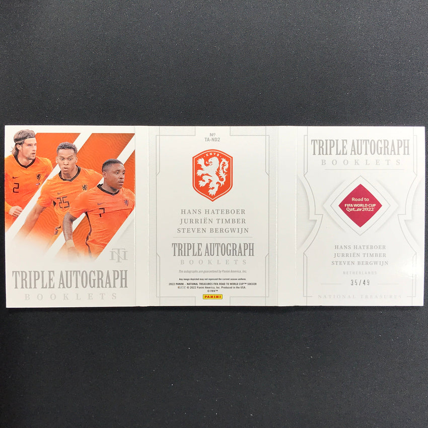2022 National Treasures World Cup Qatar Timber Bergwijn Triple Auto Book 35/49