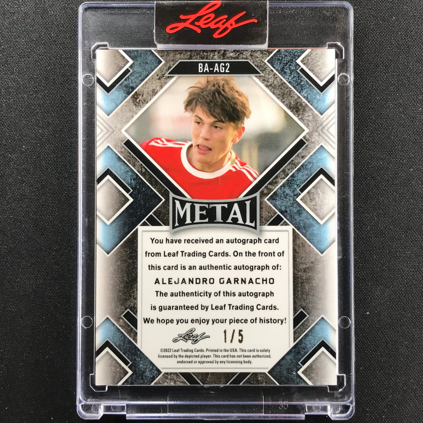 2022 Leaf Metal Alejandro Garnacho Rookie Xrc Base Auto Red 1/5