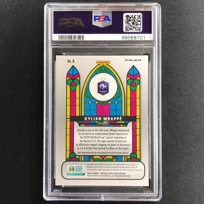 2020-21 Mosaic Uefa Euro Kylian Mbappe Stained Glass Ssp No 8 PSA 10 101