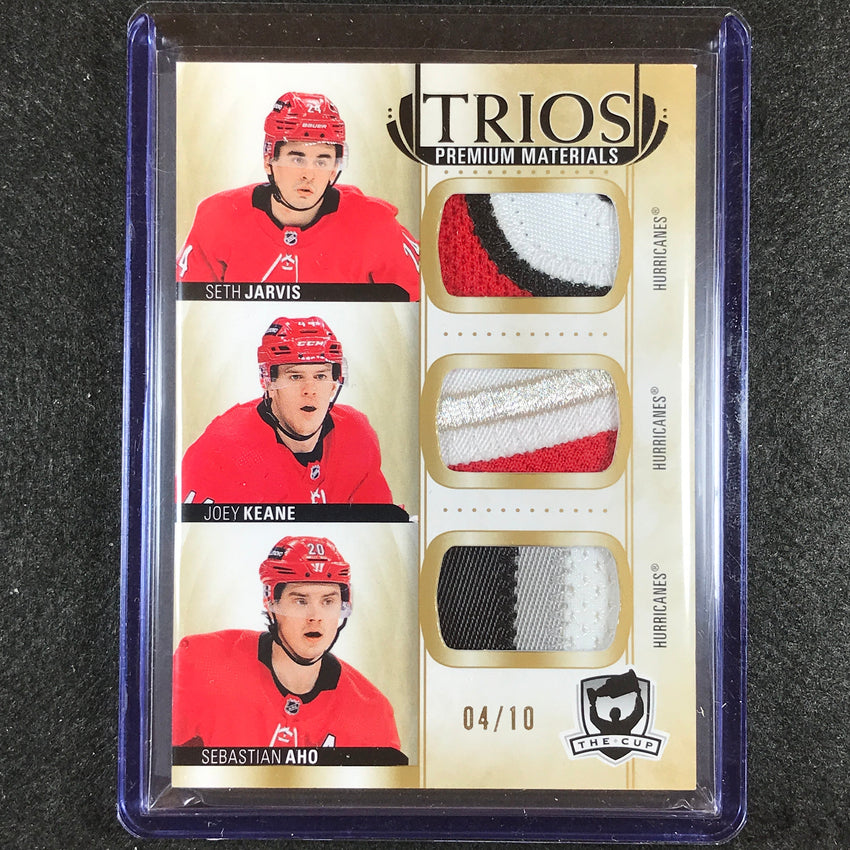 2021-22 The Cup Seth Jarvis/joey Keane/sebastian Aho Cup Trios Gold Patch 4/10
