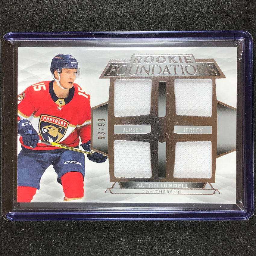 2021-22 The Cup Anton Lundell Rookie Foundations Quad Jersey 93/99