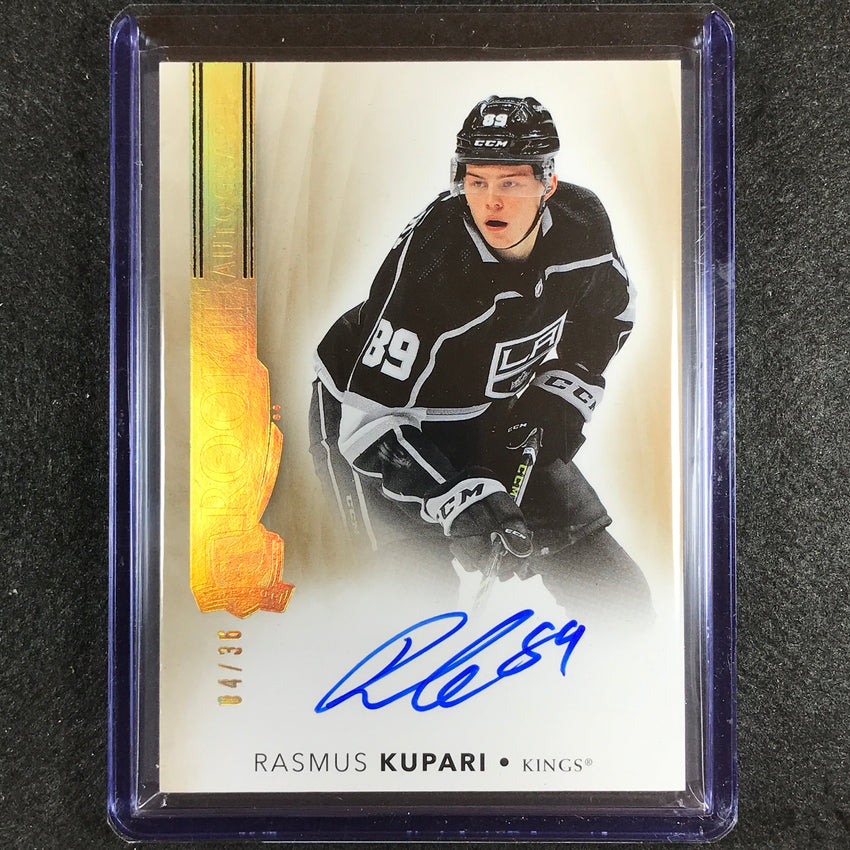 2021-22 The Cup Rasmus Kupari Rookie Base Auto Gold Spectrum Foil 4/36
